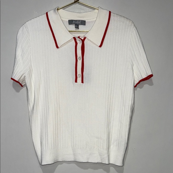 Marled by Reunited Clothing Sweaters - Marni Classic White Polo with Red Accents
